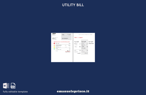modello di pagine di parole per bollette di utilità USA Verizon in stile verific